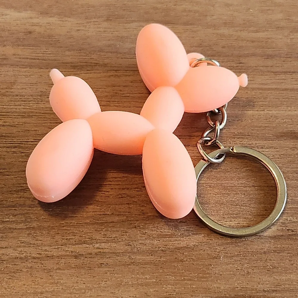 Salmon Balloon Dog Keychain Matte Resin Poodle Bag Charm Art‎ Toy Accessory